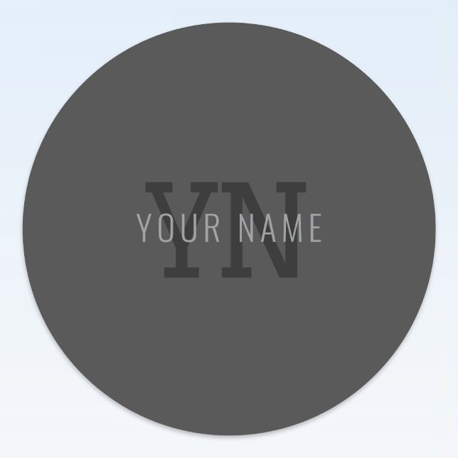 Modern Dark Gray Monogrammed Name (or other text) Labels (Creator Uploaded)