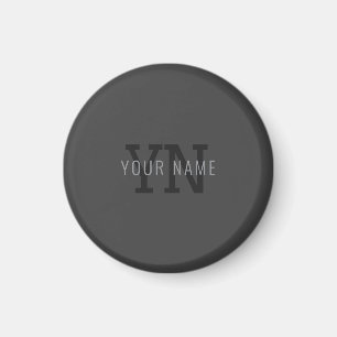 Modern Dark Gray Monogrammed Name (or other text) Magnet