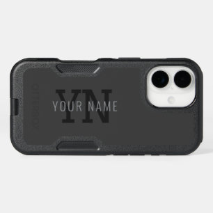 Modern Dark Gray Monogrammed Name (or other text) iPhone 16 Case