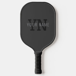 Modern Dark Gray Monogrammed Name (or other text) Pickleball Paddle