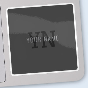 Modern Dark Gray Monogrammed Name (or other text) Sticker