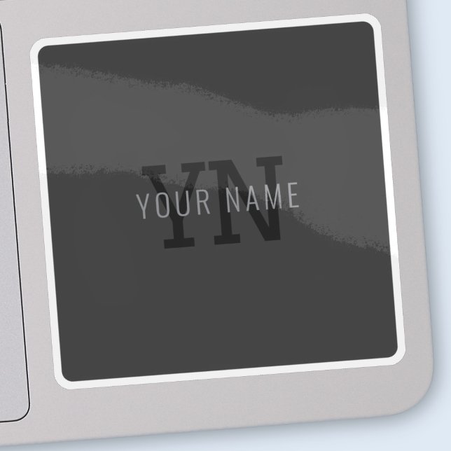 Modern Dark Gray Monogrammed Name (or other text) Sticker (Creator Uploaded)