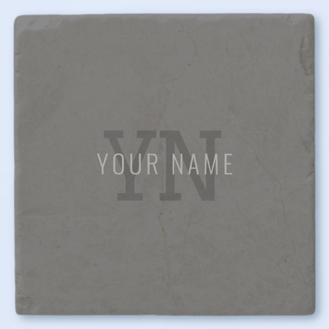 Modern Dark Gray Monogrammed Name (or other text) Stone Coaster (Creator Uploaded)