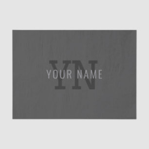 Modern Dark Gray Monogrammed Name (or other text) Tissue Paper