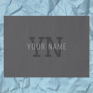 Modern Dark Gray Monogrammed Name (or other text) Tissue Paper