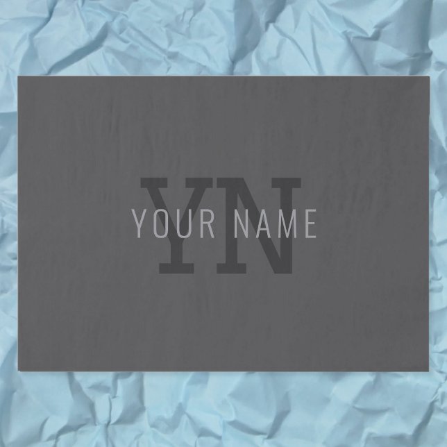Modern Dark Gray Monogrammed Name (or other text) Tissue Paper (Creator Uploaded)