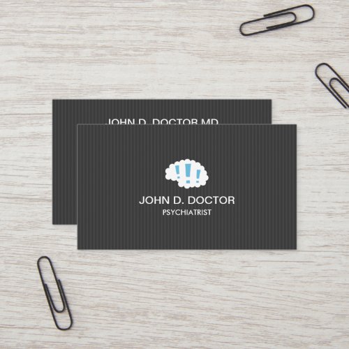 Modern dark gray professional psychiatrist business card