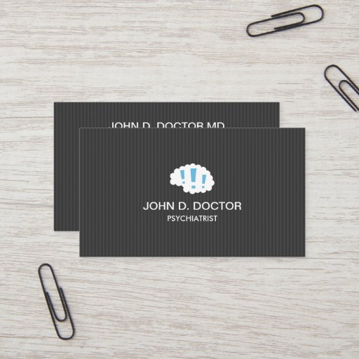 Customizable Modern dark gray professional psychiatrist business cards