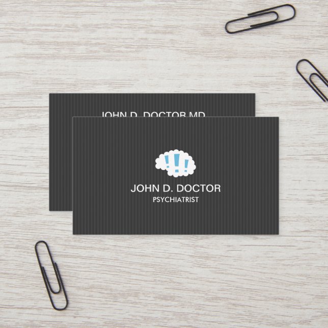 Modern dark gray professional psychiatrist business card (Front/Back In Situ)