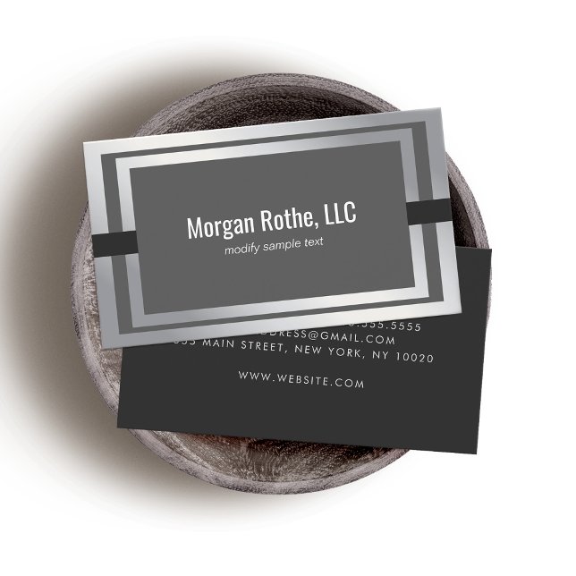 Modern Dark Gray Silver Professional Business Card (Creator Uploaded)