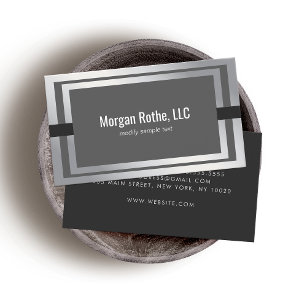 Modern Dark Gray Silver Professional Business Card