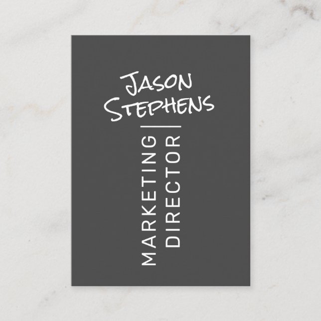 Modern Dark Gray Simple Hand Lettered Minimalist Business Card (Front)