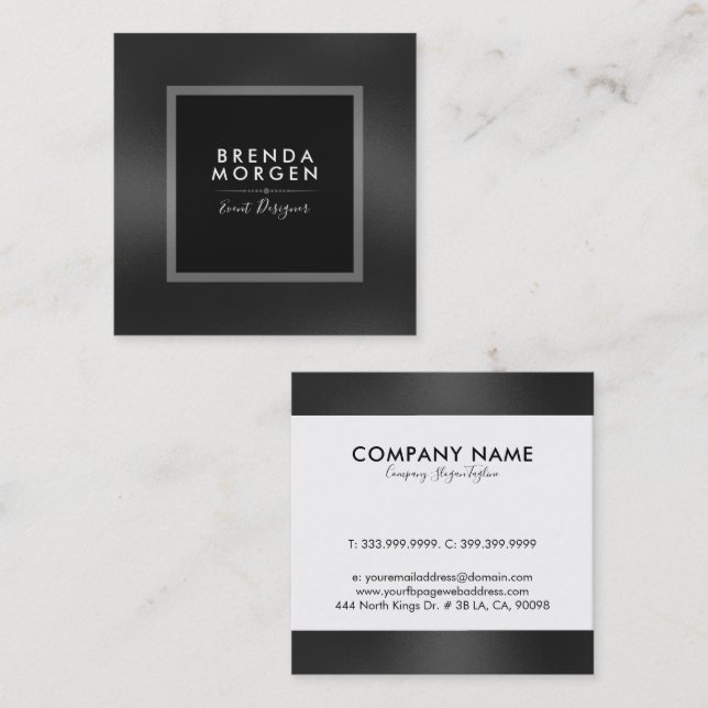 Modern Dark-Gray Slick Background Square Business Card (Front/Back)