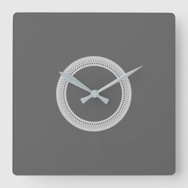 Modern Dark Gray Square Wall Clock (Front)