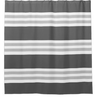 Modern Dark Gray Stripe Shower Curtain
