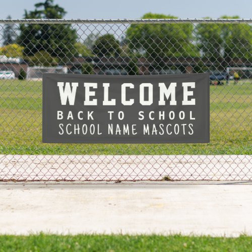 Modern Dark Gray Welcome Back to School Mascots Banner