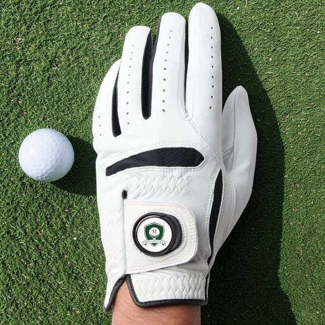 Modern Dark Green and White Simple Name Monogram Golf Glove (Modern Dark Green and White Simple Name Monogram Golf Glove)