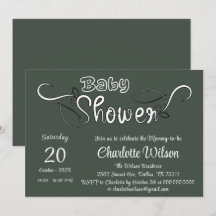 Modern Dark Green Baby Shower