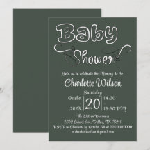 Modern Dark Green Baby Shower Vertical