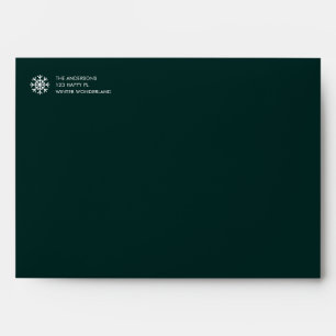 Modern Dark Green Christmas Holiday Snowflake Envelope