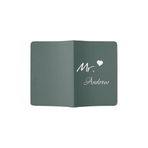Modern Dark Green Couple Mr. Passport Holder