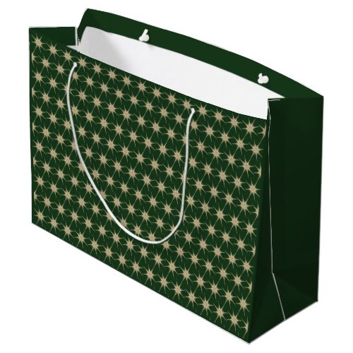 Modern Dark Green  Gold Christmas Starburst Large Gift Bag