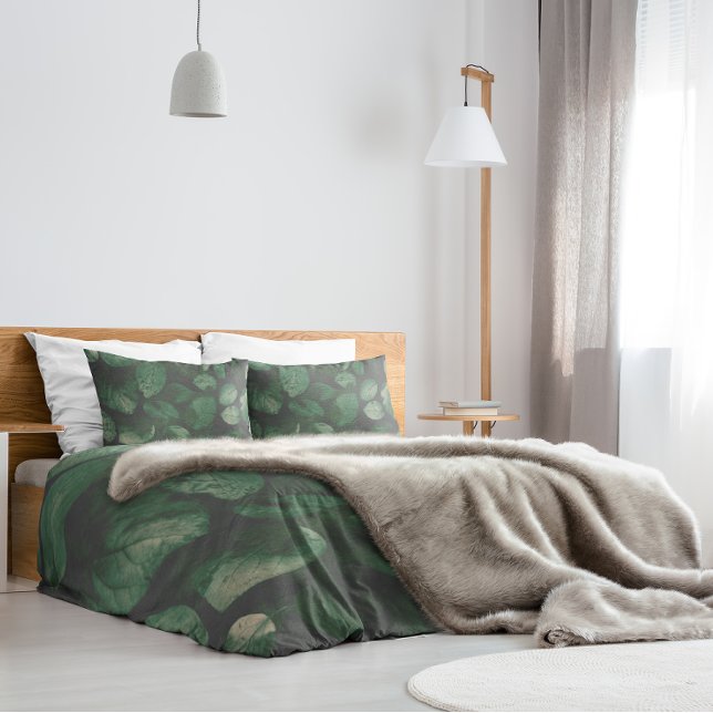 Modern Dark Green Leaves Botanical Design Duvet Cover (Creator Uploaded)