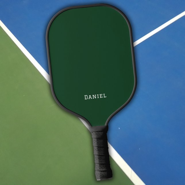 Modern Dark Green Monogram Name Pickleball Paddle (Creator Uploaded)