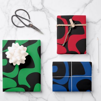 Modern Dark Green Navy Blue Burgundy Red Black Wrapping Paper Sheets by TabbyGun at Zazzle