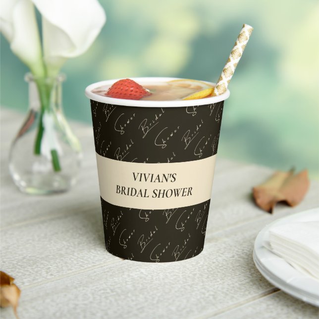 Modern Dark Green Pattern Background Bridal Shower Paper Cups (Insitu)
