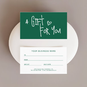 Modern Dark Green Promotional Gift Cards