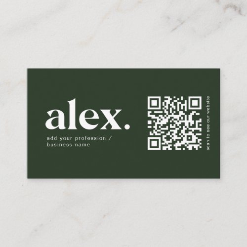 Modern Dark Green QR Code Logo Business Card