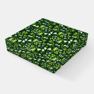 Modern Dark Green Scandinavian Floral Pattern Paperweight