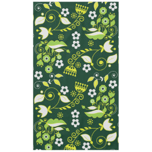Modern Dark Green Scandinavian Floral Pattern Tablecloth
