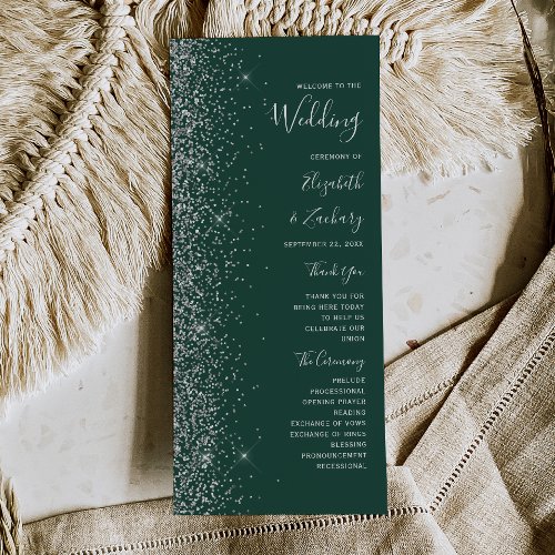 Modern Dark Green Silver Glitter Wedding