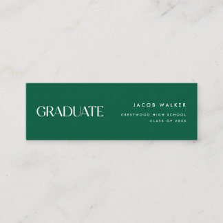 Modern Dark Green Striped Graduation Name Card