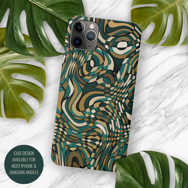 Modern Dark Green Taupe Brown Black Art Pattern Case-Mate iPhone Case (Creator Uploaded)