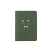 Modern Dark Green Travel Passport Cover with Name (Front)