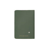 Modern Dark Green Travel Passport Cover with Name (Back)