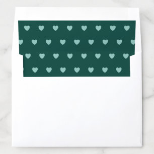 Modern Dark Green With Hearts Pattern Wedding Envelope Liner