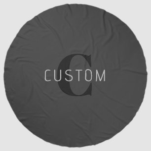 Modern Dark Grey & Black Editable Name & Monogram Beach Towel