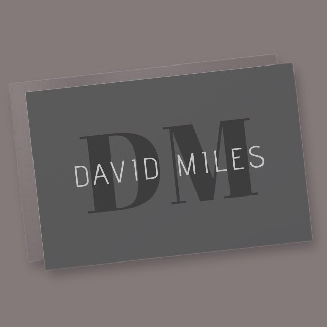 Modern Dark Grey & Black Editable Name & Monogram Car Magnet (Creator Uploaded)