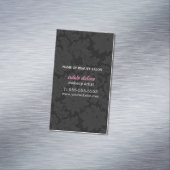 Modern Dark Grey Lace Makeup Artist Magnetic Business Card (In Situ)