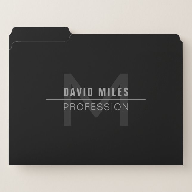 Modern Dark Grey Professional Name  File Folder (Front Left)