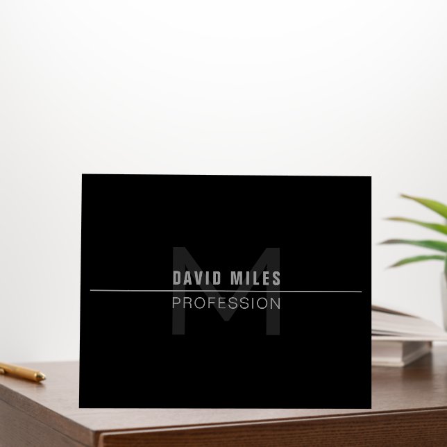 Modern Dark Grey Professional Name  Foam Board (In Situ (Office))