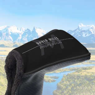 Modern Dark Grey Professional Name Golf Head Cover