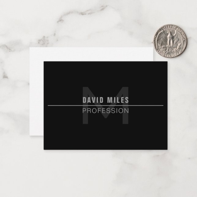 Modern Dark Grey Professional Name  Note Card (Front/Back In Situ)