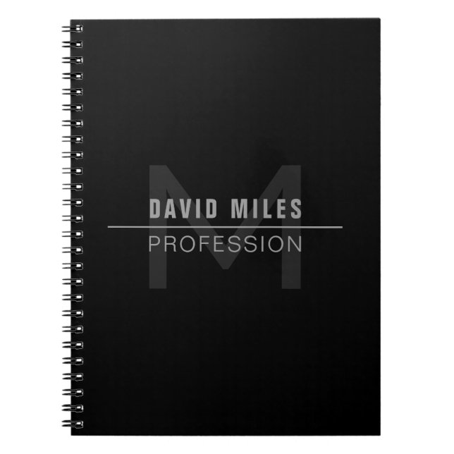 Modern Dark Grey Professional Name  Notebook (Front)