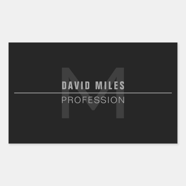 Modern Dark Grey Professional Name  Rectangular Sticker (Front)