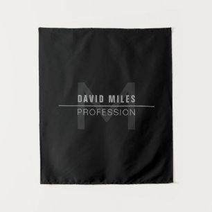 Modern Dark Grey Professional Name Tapestry